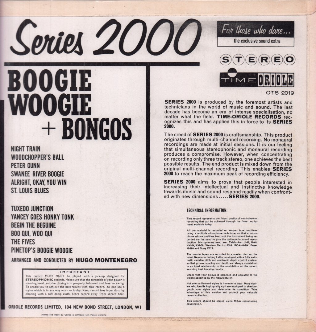 Hugo Montenegro - Boogie Woogie + Bongos - Lp