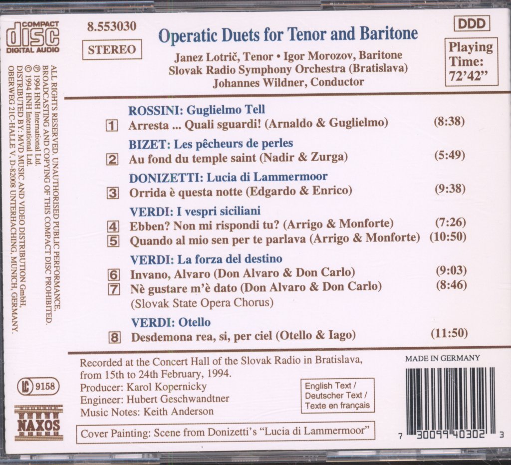 Janez Lotrič, Johannes Wildner - Tenor Arias - Cd