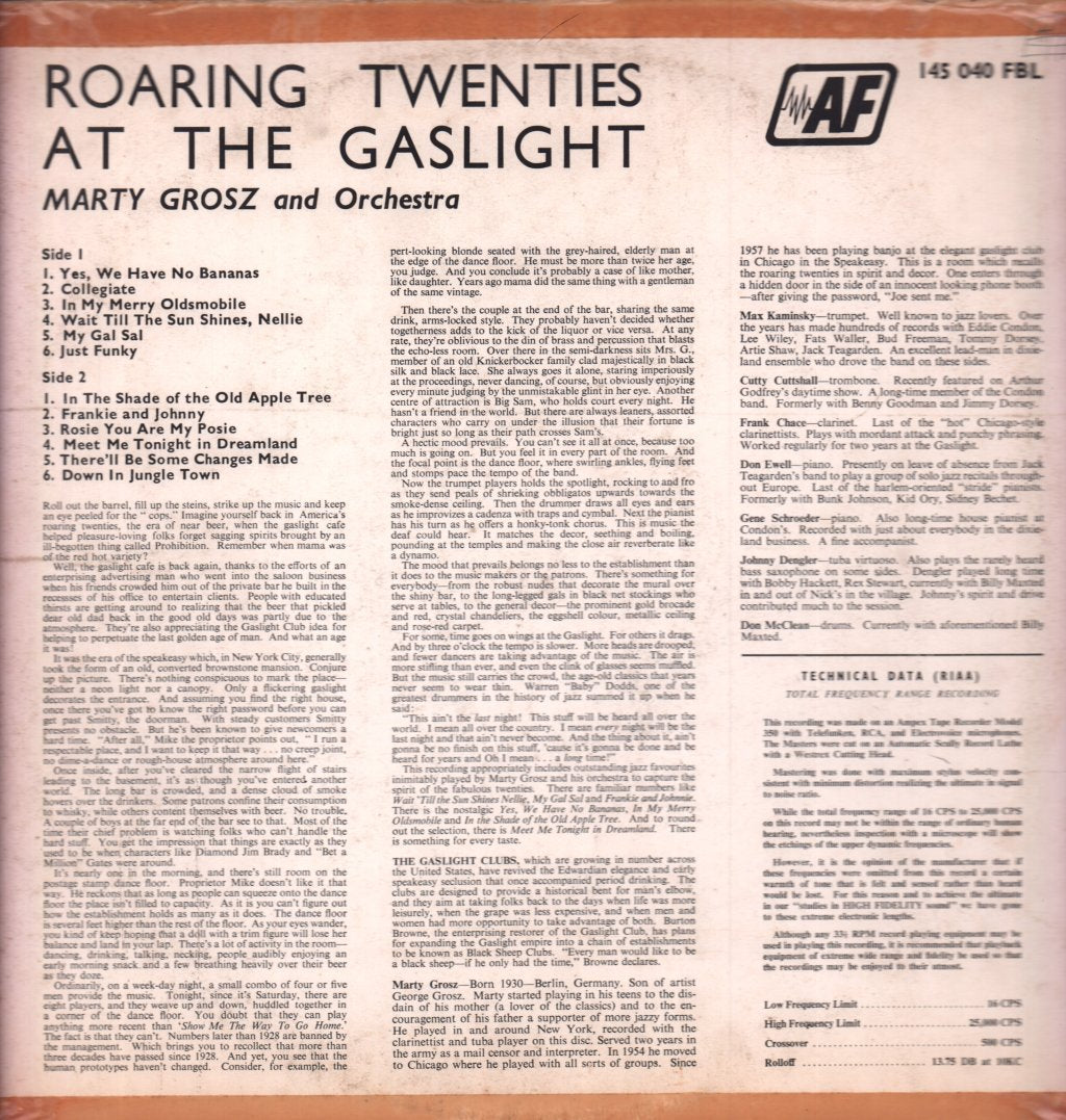 marty grosz & orchestra - Roaring Twenties At The Gaslight - Lp