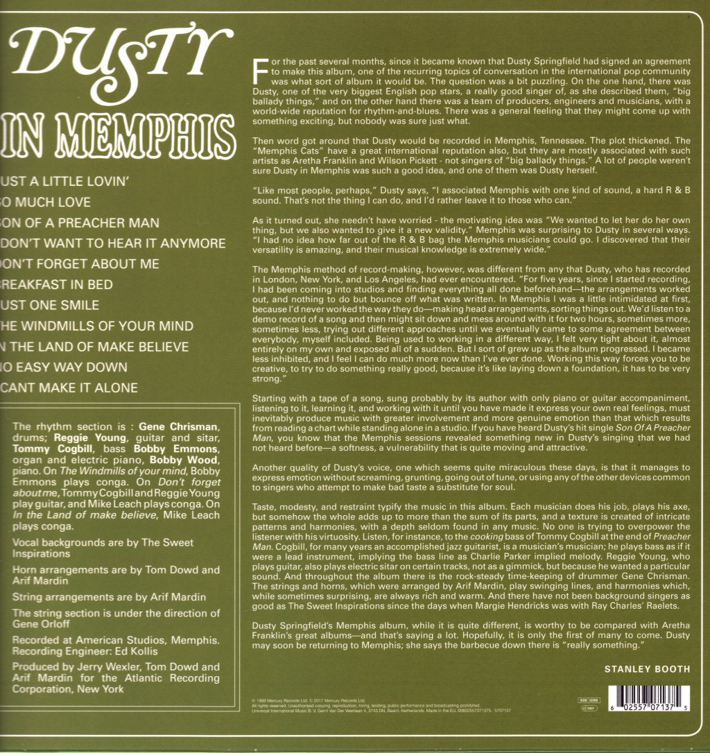 Dusty Springfield - Dusty In Memphis - Lp