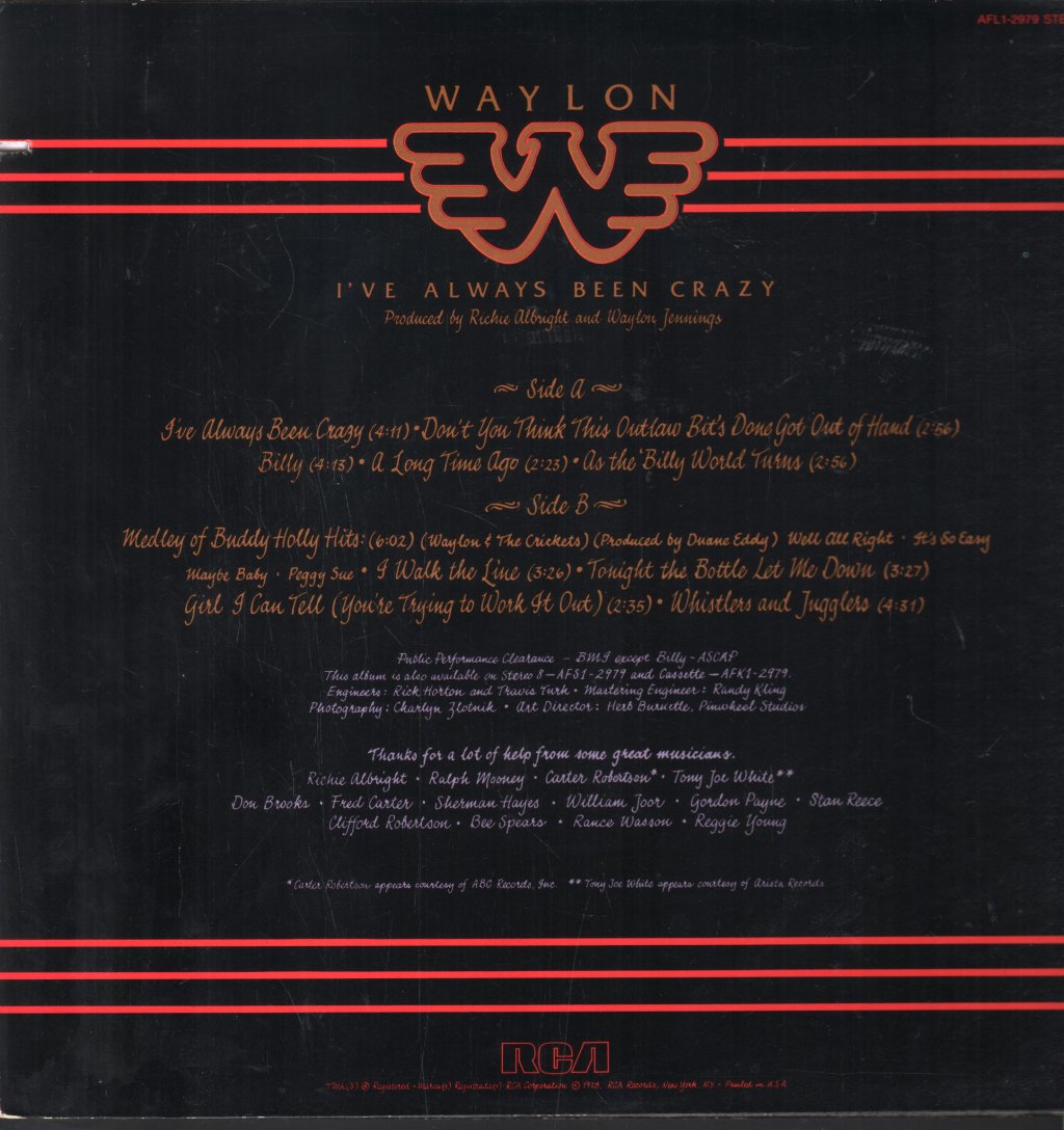 Waylon Jennings - I've Always Been Crazy - Lp