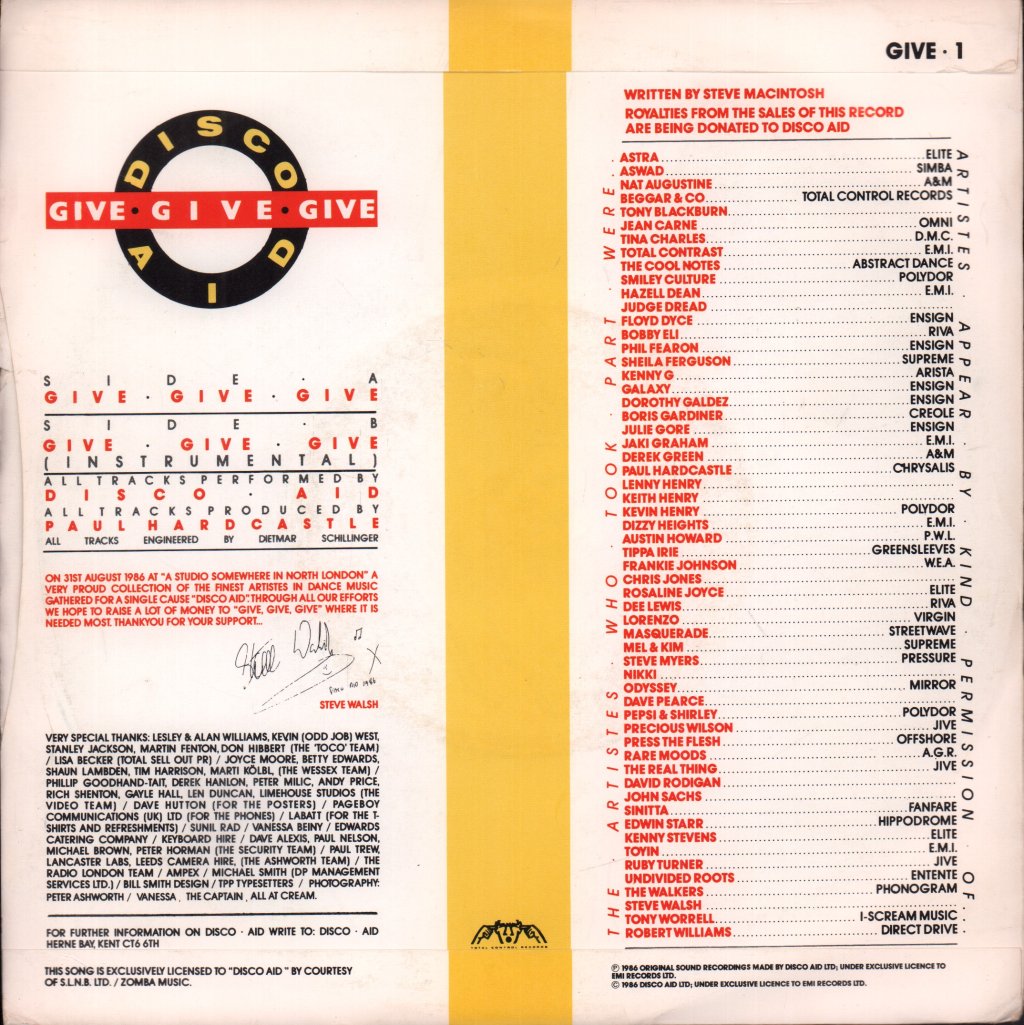 Disco Aid - Give Give Give - 7 Inch