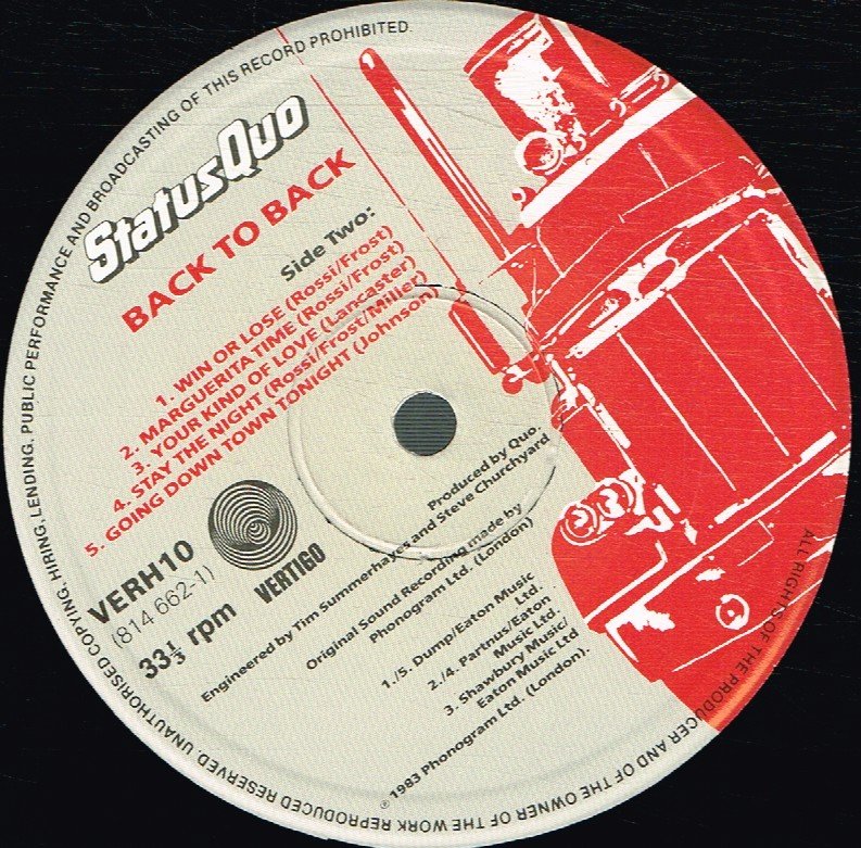 Status Quo - Back To Back - Lp