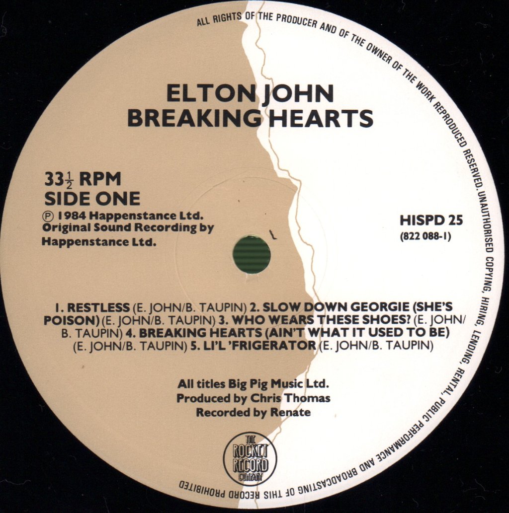Elton John - Breaking Hearts - Lp
