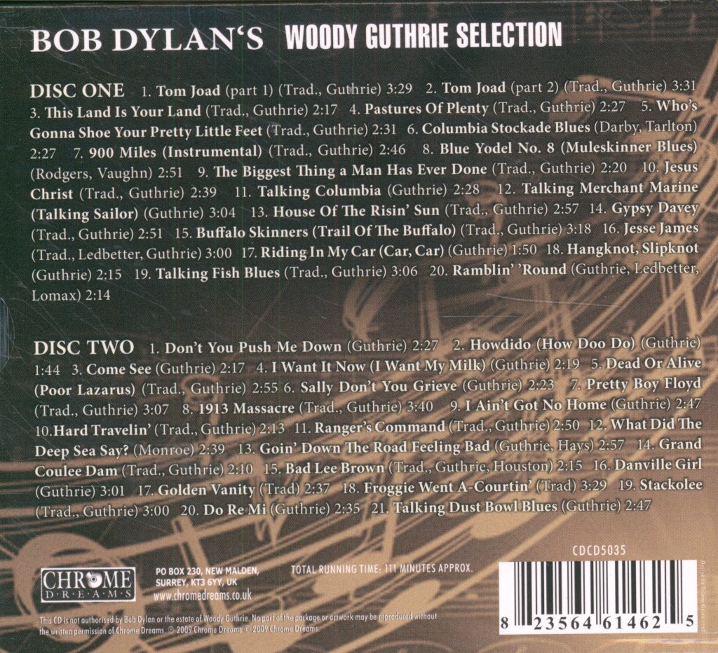 Woody Guthrie - Bob Dylan's Woody Guthrie Selection - Double Cd