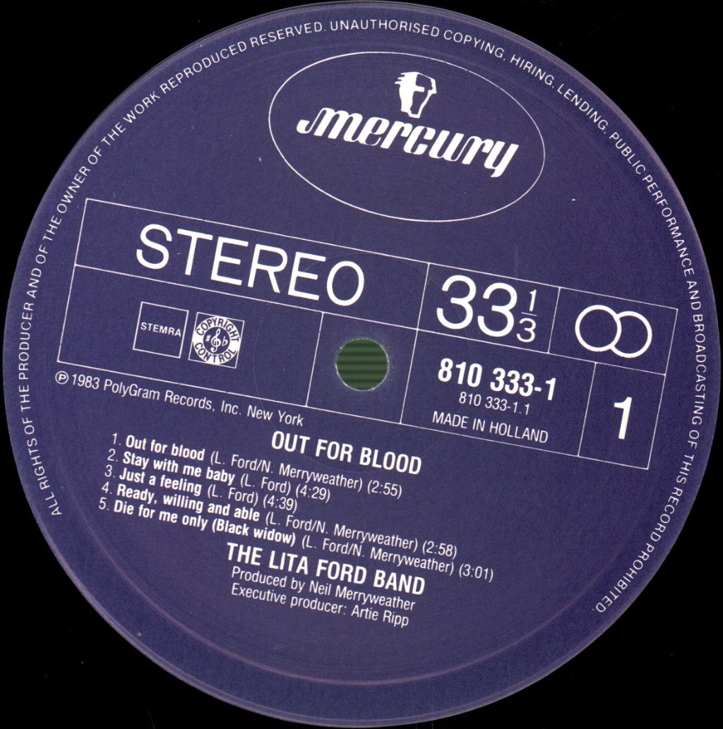 Lita Ford - Out For Blood - Lp