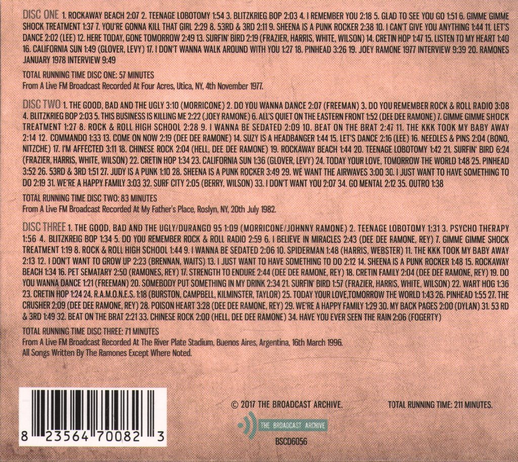 Ramones - Broadcast Archive: Live Recordings From The 1970s, 1980s & 1990s - Cd Set