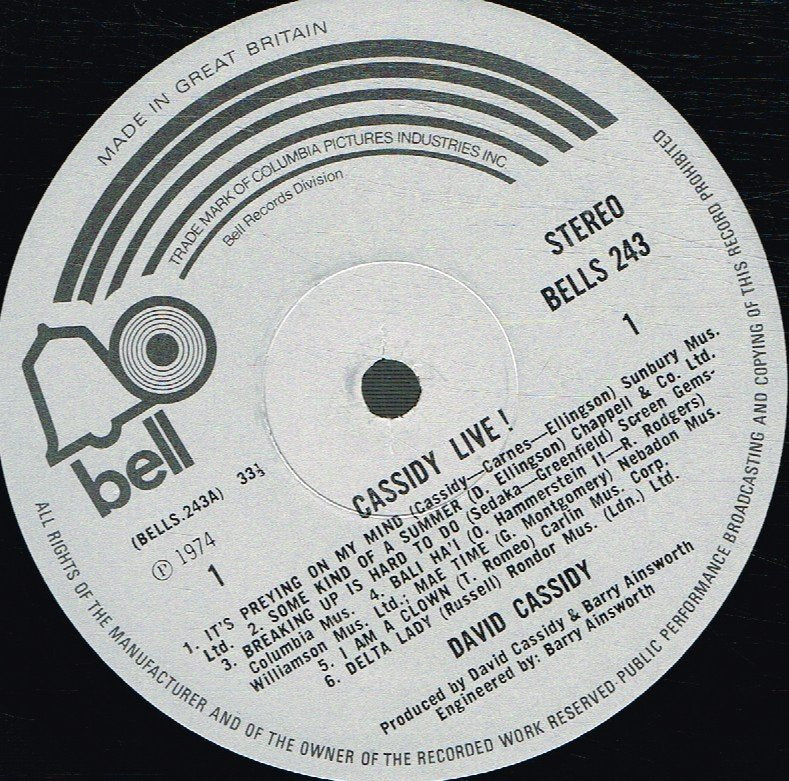 David Cassidy - Cassidy Live! - Lp