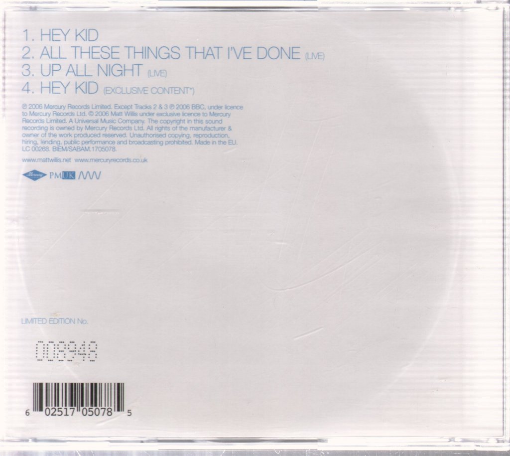 Matt Willis - Hey Kid - Cd