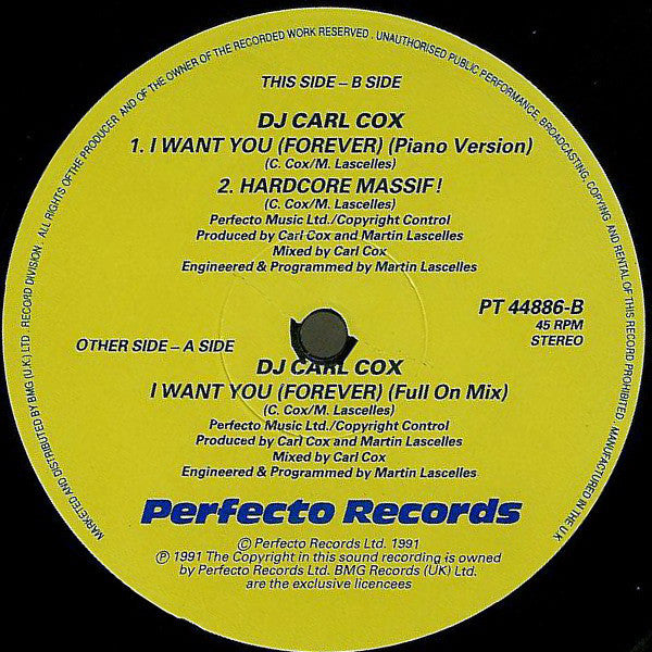 Carl Cox - I Want You (Forever) - 12 Inch