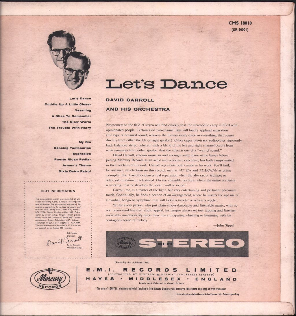 David Carroll And His Orchestra - Let's Dance - Lp