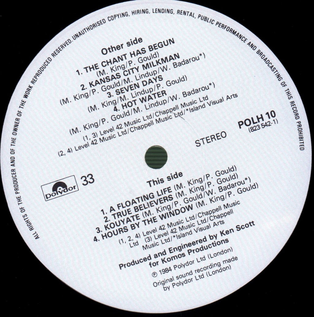 Level 42 - True Colours - Lp