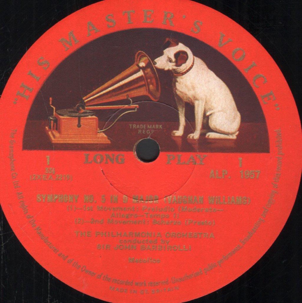 Sir John Barbirolli / Philharmonia Orchestra - Vaughan Williams - Symphony No.5 In D Major - Lp