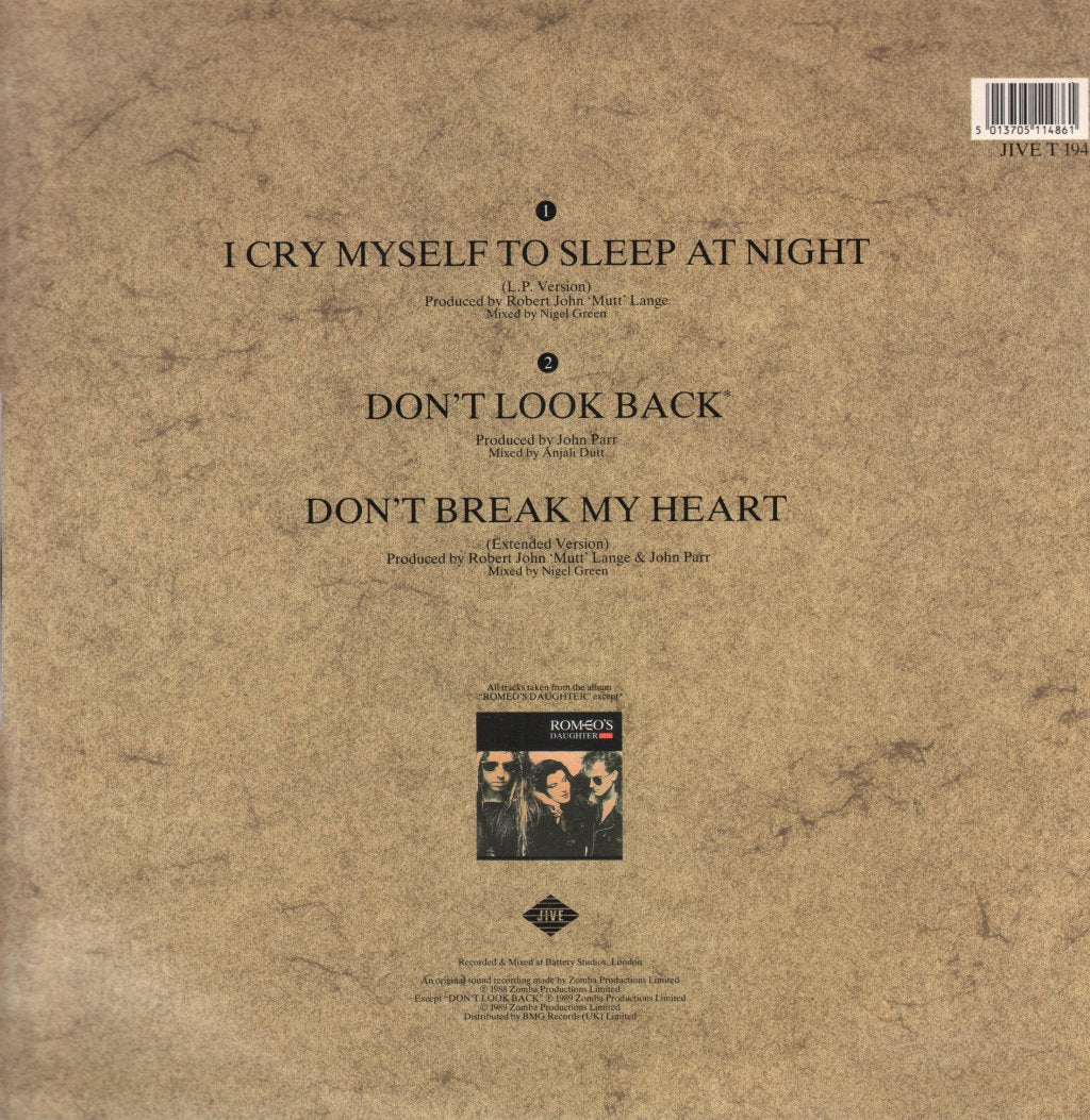 Romeo's Daughter - I Cry Myself To Sleep At Night - 12 Inch