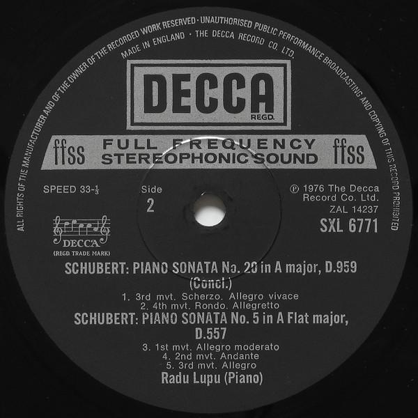 Radu Lupu - schubert Piano Sonata In A Major, D.959 - Lp