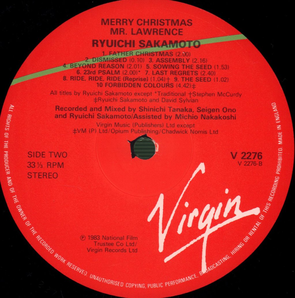 Ryuichi Sakamoto - Merry Christmas, Mr Lawrence - Lp