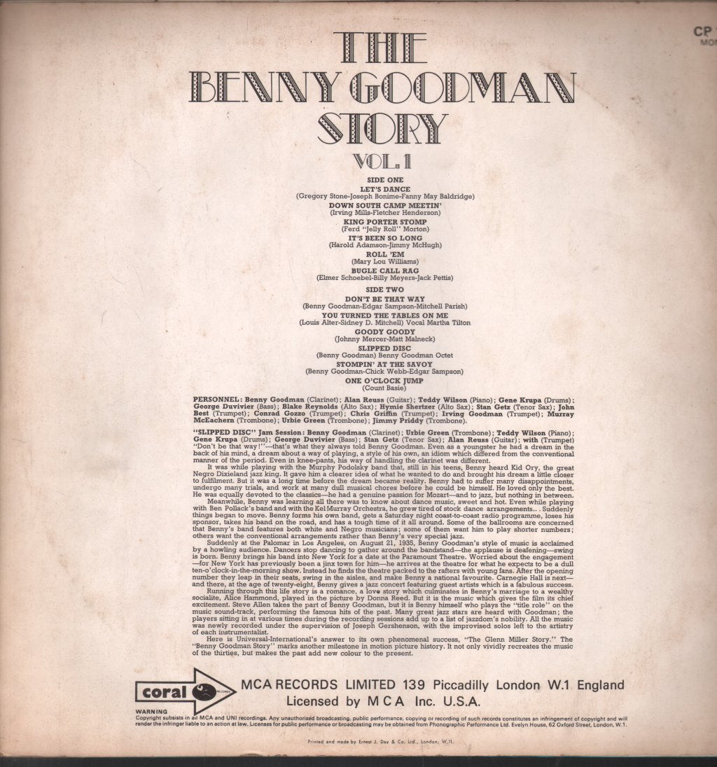 Benny Goodman And His Orchestra - Story Vol 1 - Lp