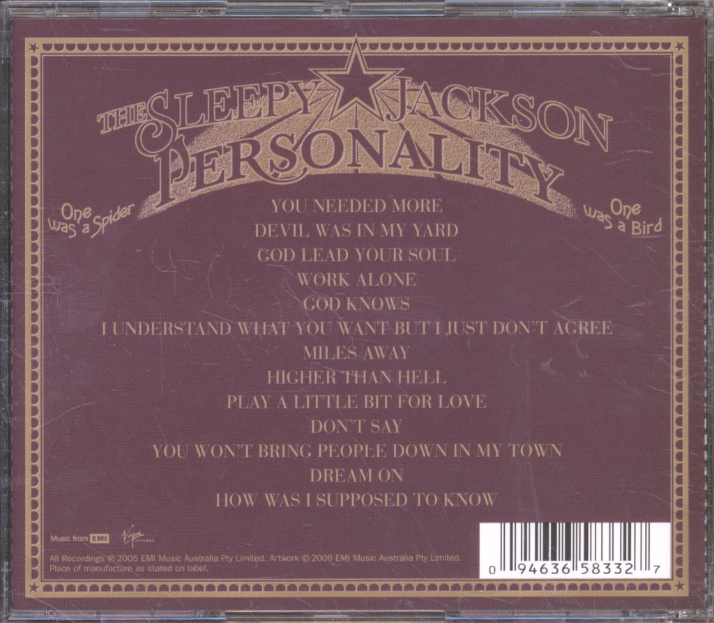 Sleepy Jackson - Personality (One Was A Spider, One Was A Bird) - Cd