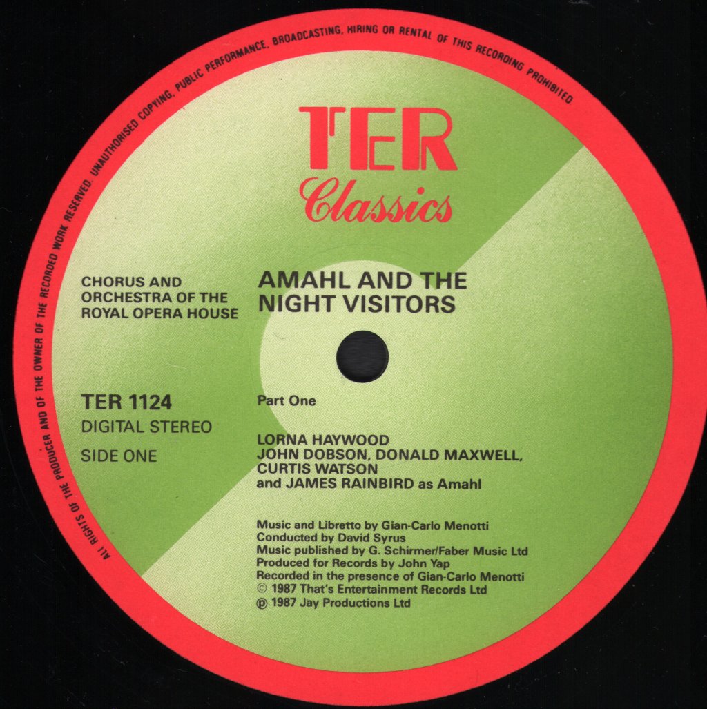 Lorna Haywood / John Dobson / Donald Maxwell / James Rainbird - Gian-Carlo Menotti - Amahl And The Night Visitors - Lp