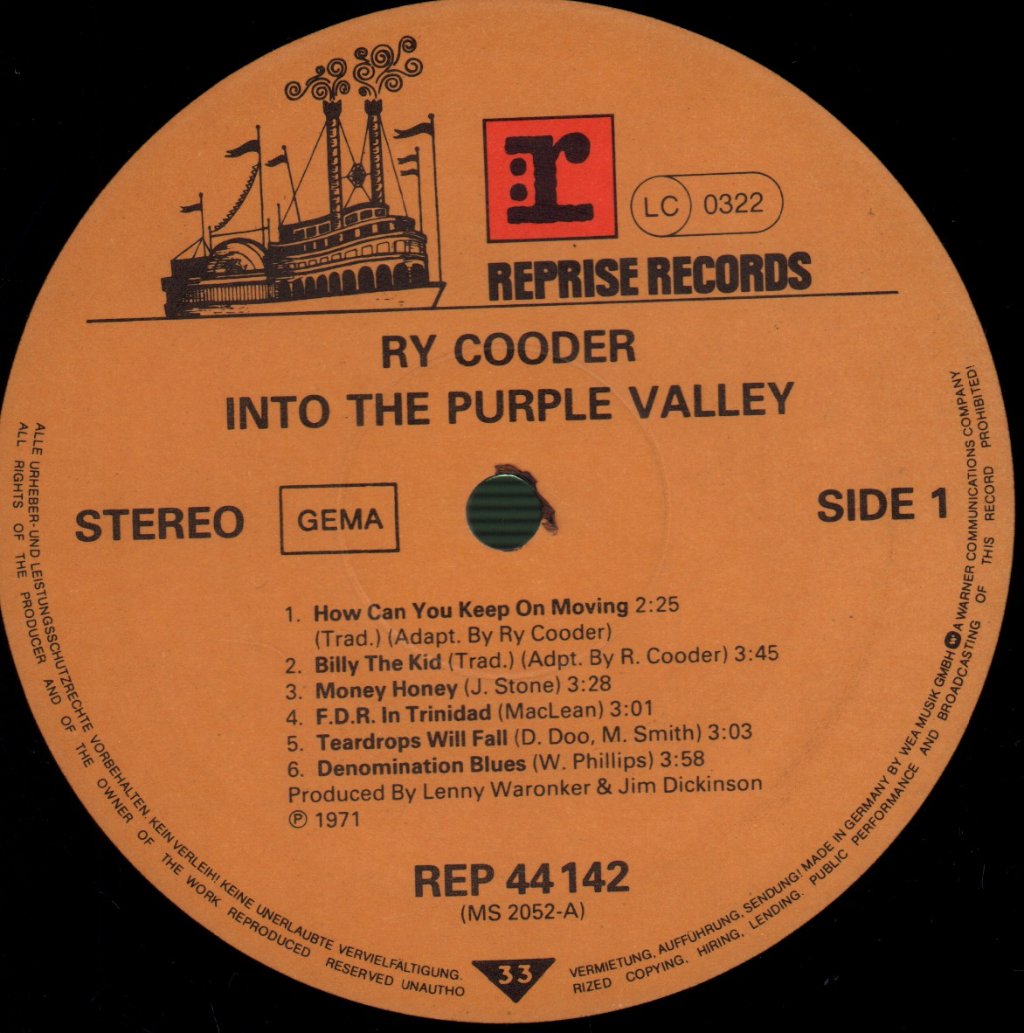 Ry Cooder - Into The Purple Valley - Lp