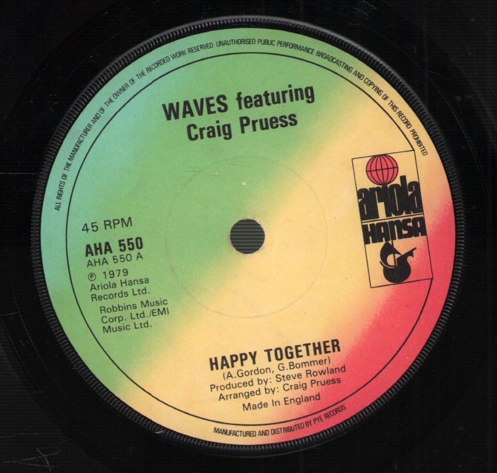 Waves Featuring Craig Pruess - Happy Together - 7 Inch