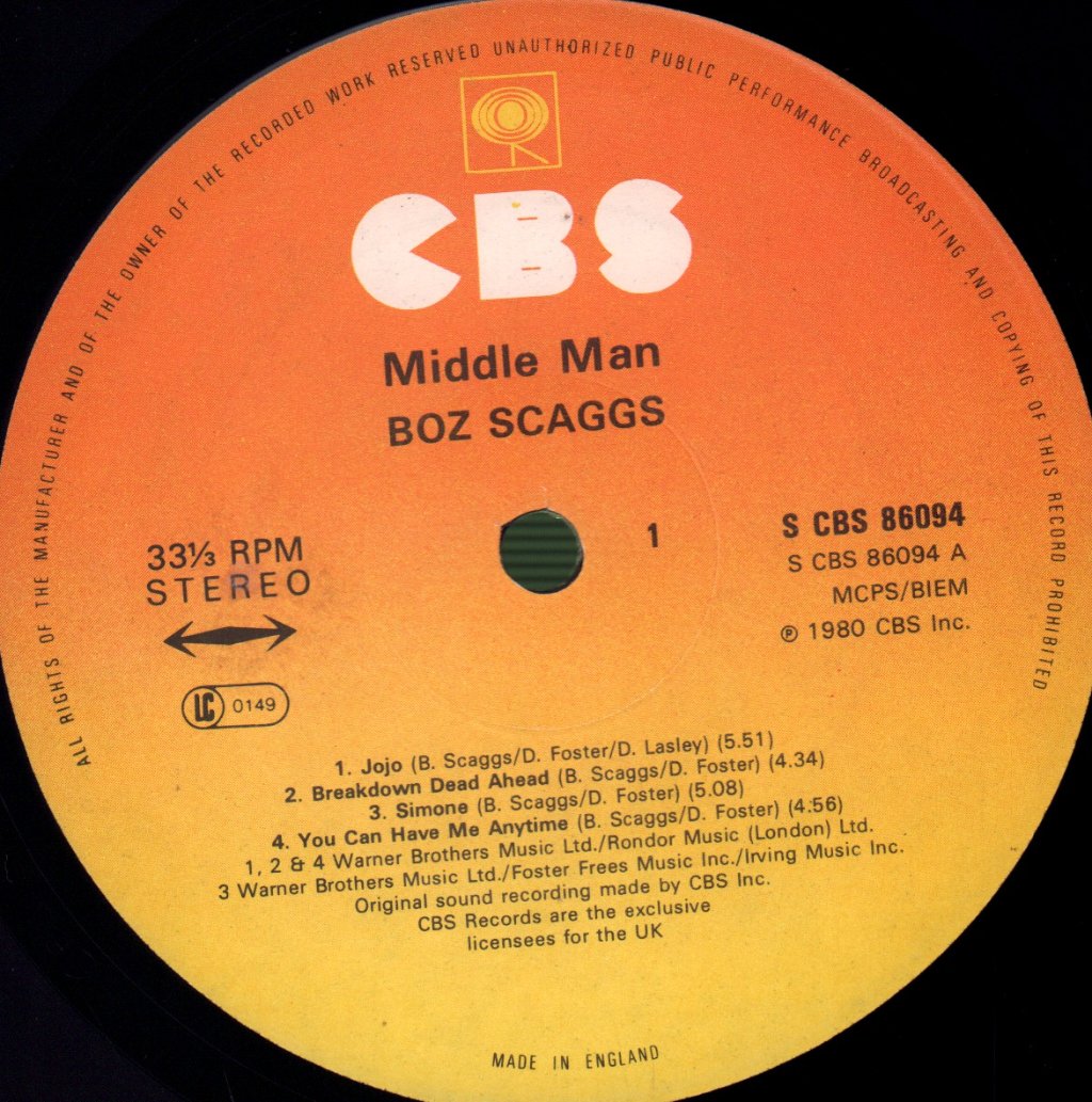 Boz Scaggs - Middle Man - Lp