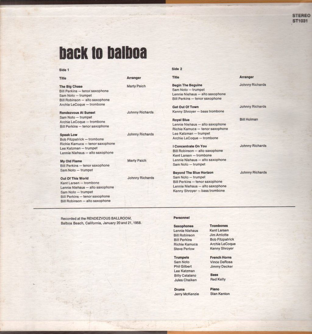 Stan Kenton - Back To Balboa - Lp