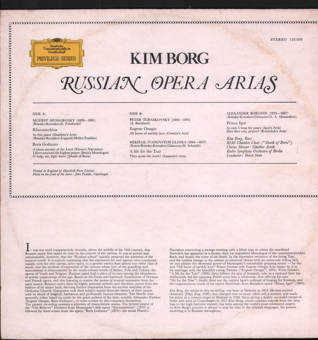 Kim Borg - Russian Opera Arias - Lp