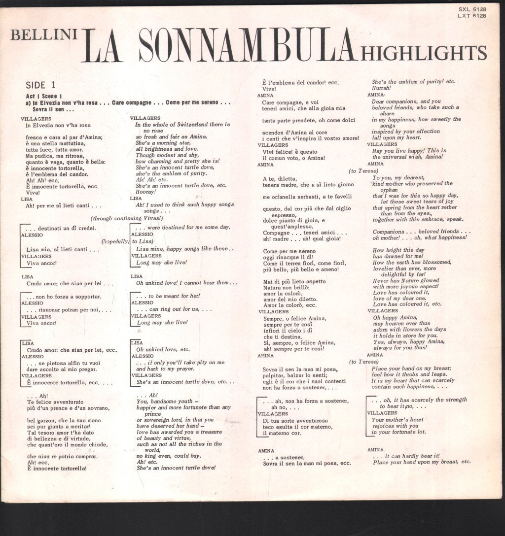 Joan Sutherland / Fernando Corena / Sylvia Stahlman / Richard Bonynge - Bellini - La Sonnambula Highlights - Lp