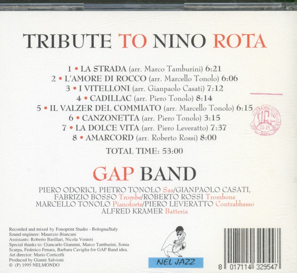 Gap Band (Jazz) - Tribute To Nino Rota - Cd
