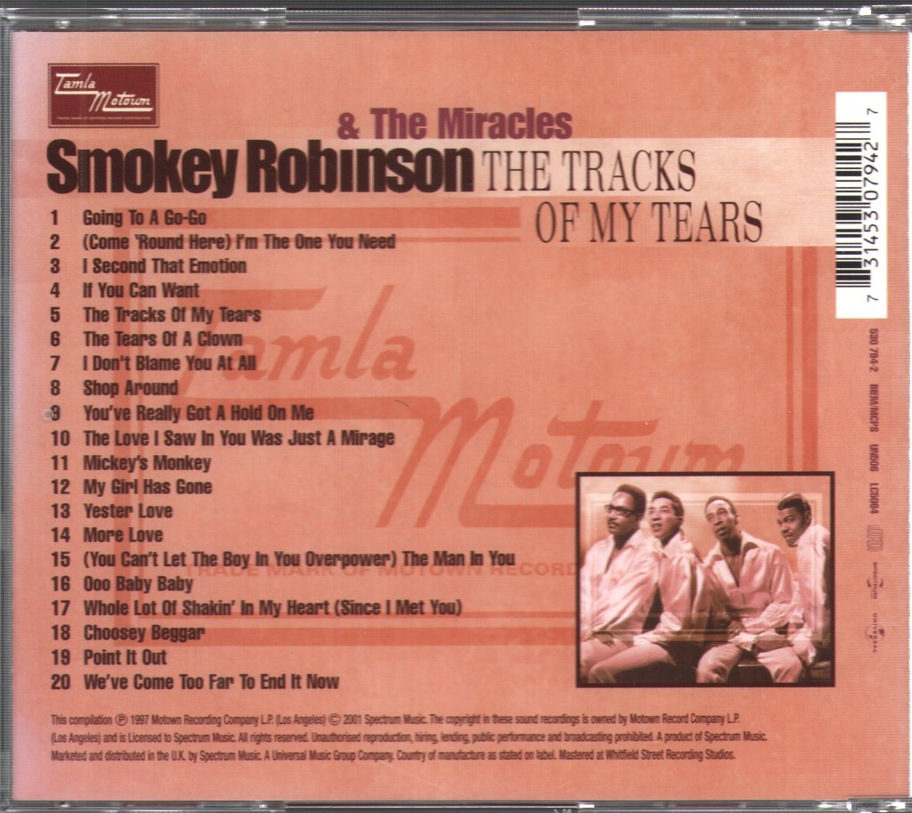 Smokey Robinson And The Miracles - Tracks Of My Tears - Cd