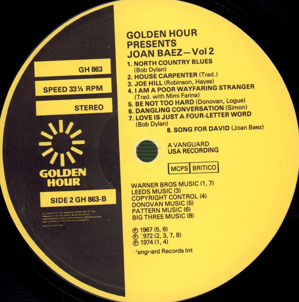 Joan Baez - Golden Hour Presents Volume 2 - Lp