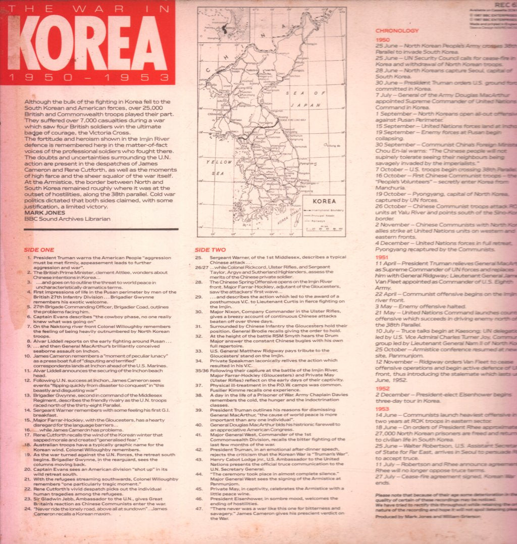 War In Korea 1950-1953 - Recordings From The Bbc Sound Archives - Lp