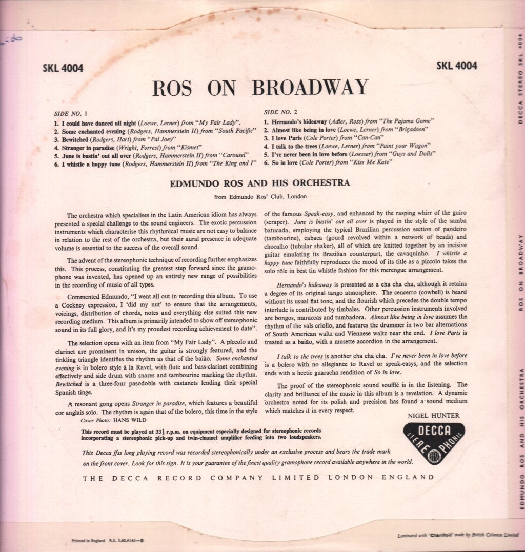 Edmundo Ros And His Orchestra - Ros On Broadway - Lp