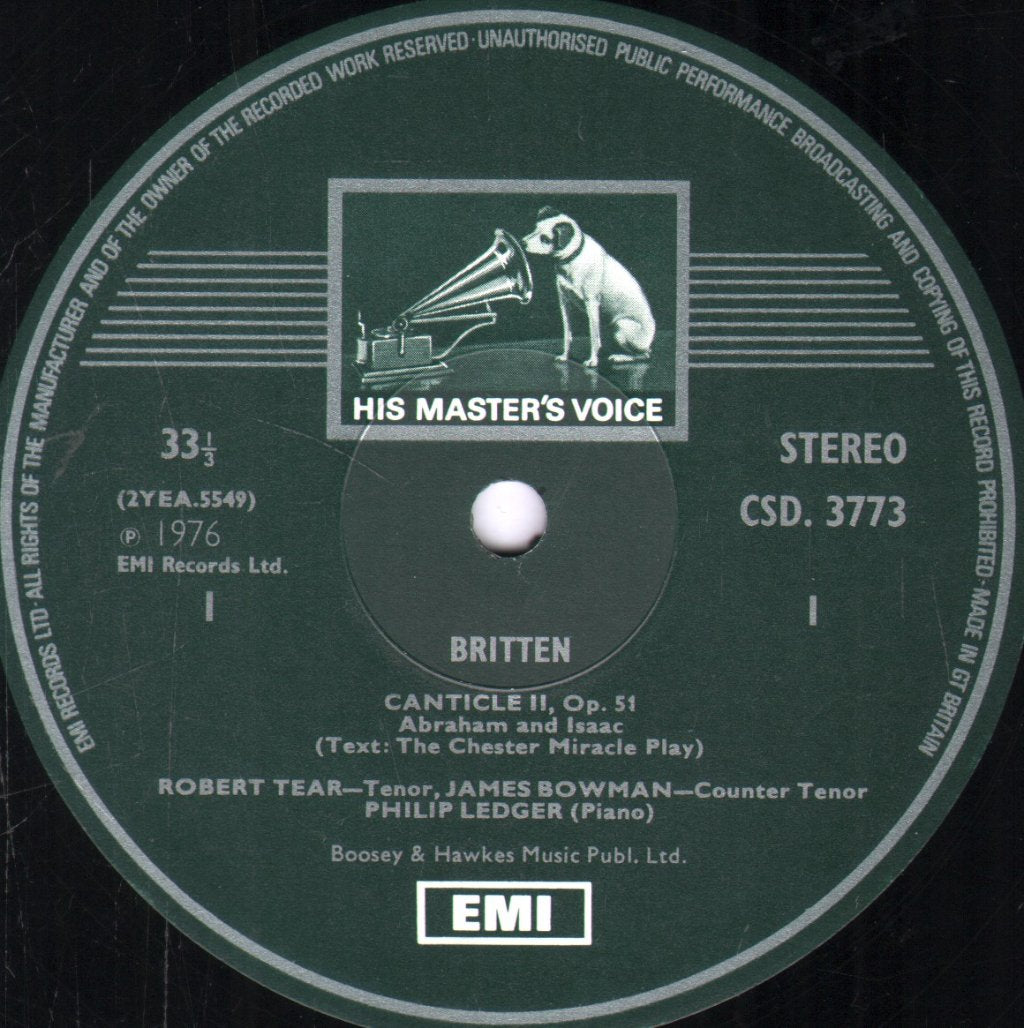 Robert Tear / James Bowman / Alan Civil / Philip Ledger - Britten - Canticles - Lp