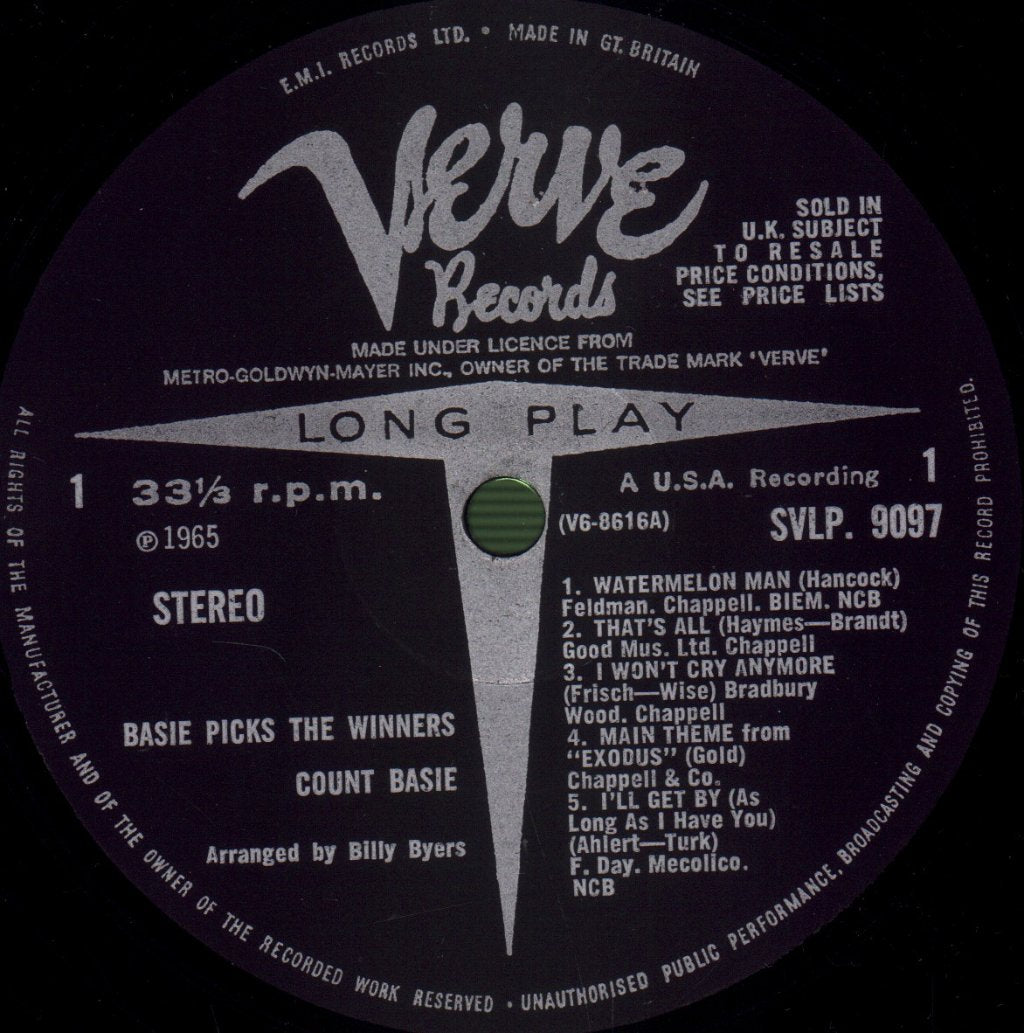 Count Basie - Basie Picks The Winners - Lp