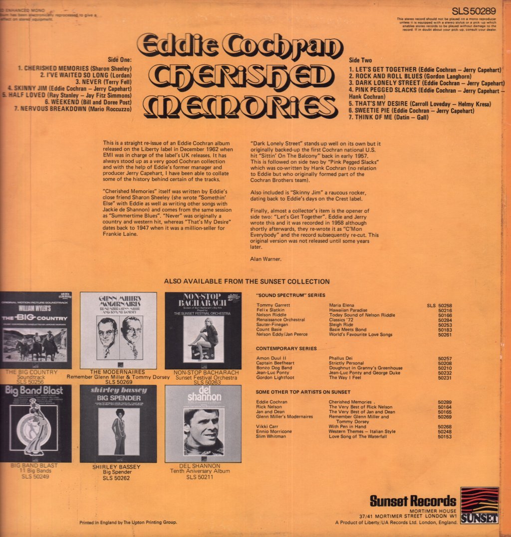 Eddie Cochran - Cherished Memories - Lp