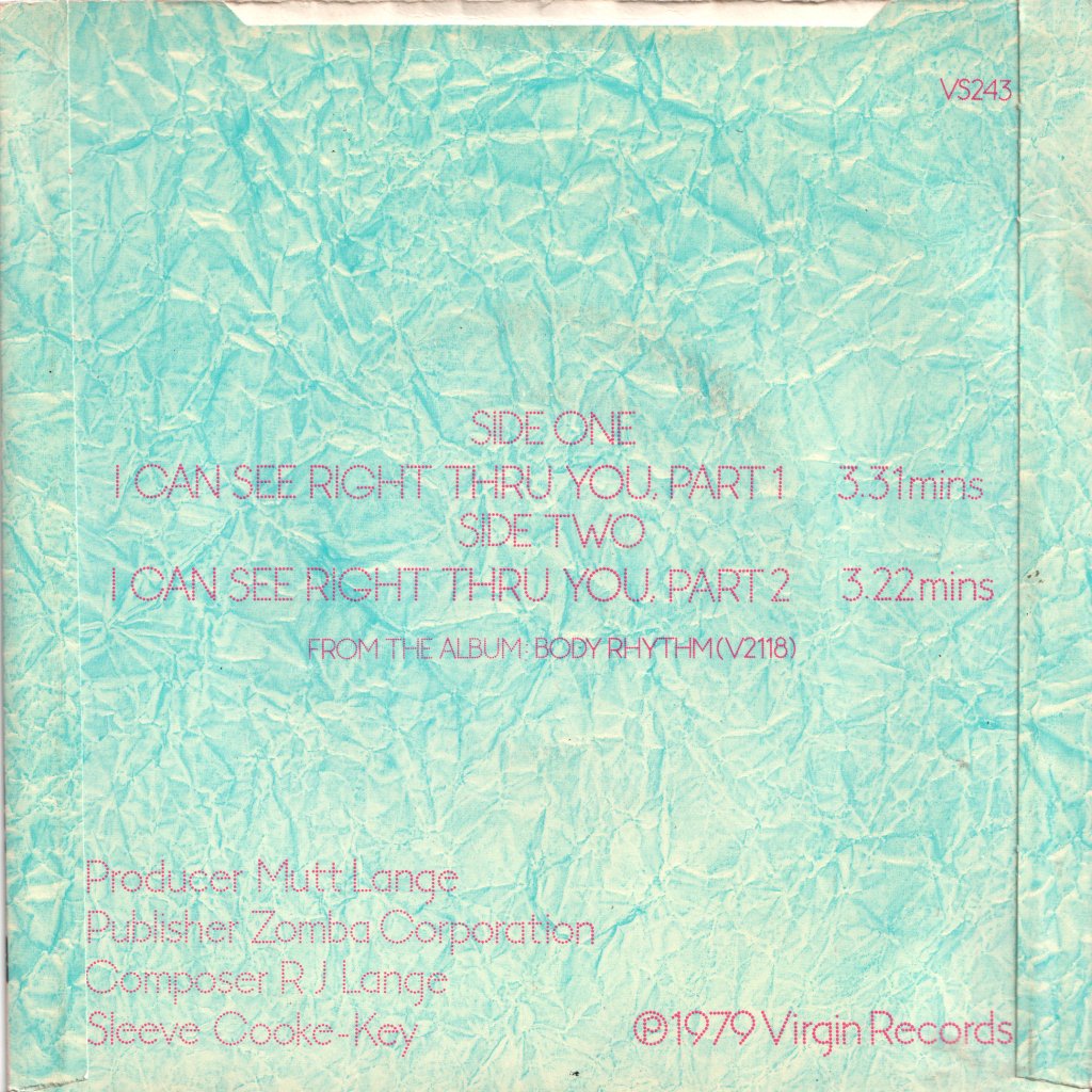 Supercharge - I Can See Right Thru You - 7 Inch