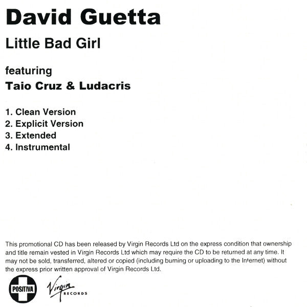 David Guetta - Little Bad Girl - Cdr