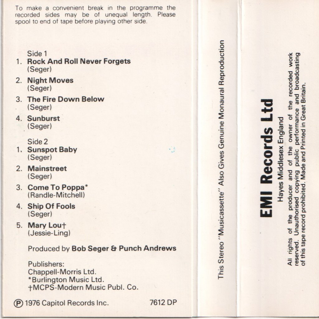 Bob Seger And The Silver Bullet Band - Night Moves - Cassette