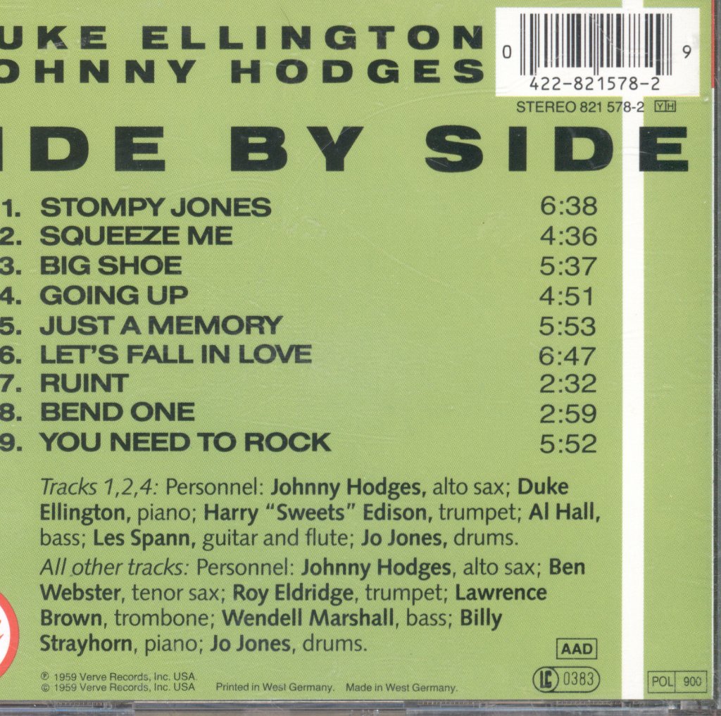 Duke Ellington And Johnny Hodges - Side By Side - Cd