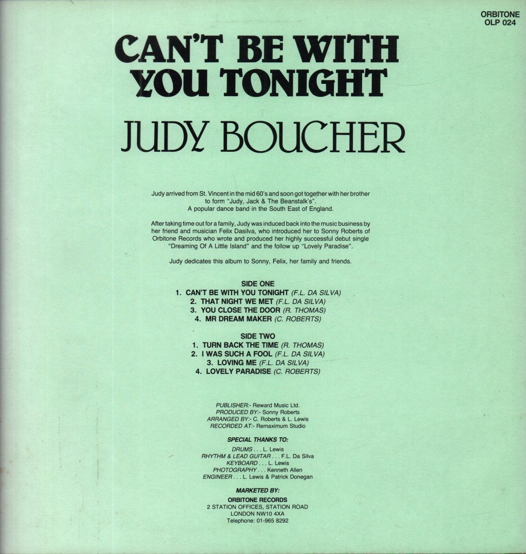 Judy Boucher - Can't Be With You Tonight - Lp