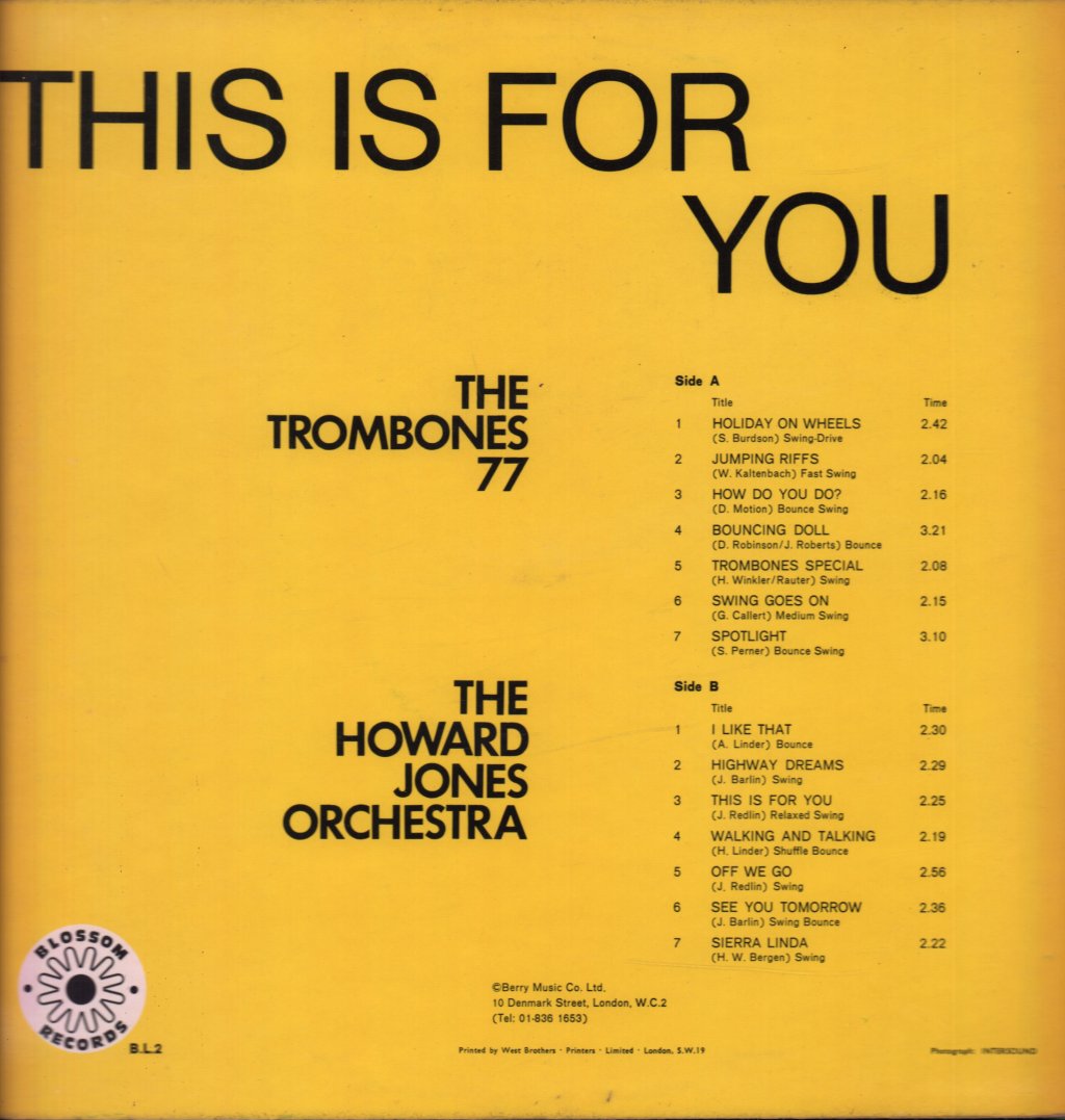 Trombones 77 / The Howard Jones Orchestra - This Is For You - Lp