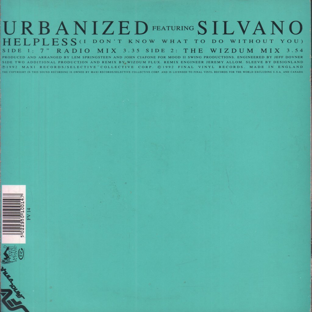 Urbanized Featuring Silvano - Helpless - 7 Inch