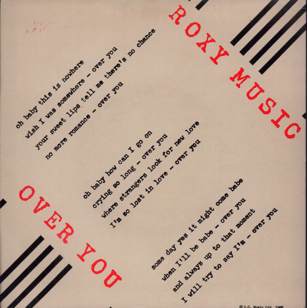 Roxy Music - Over You - 7 Inch