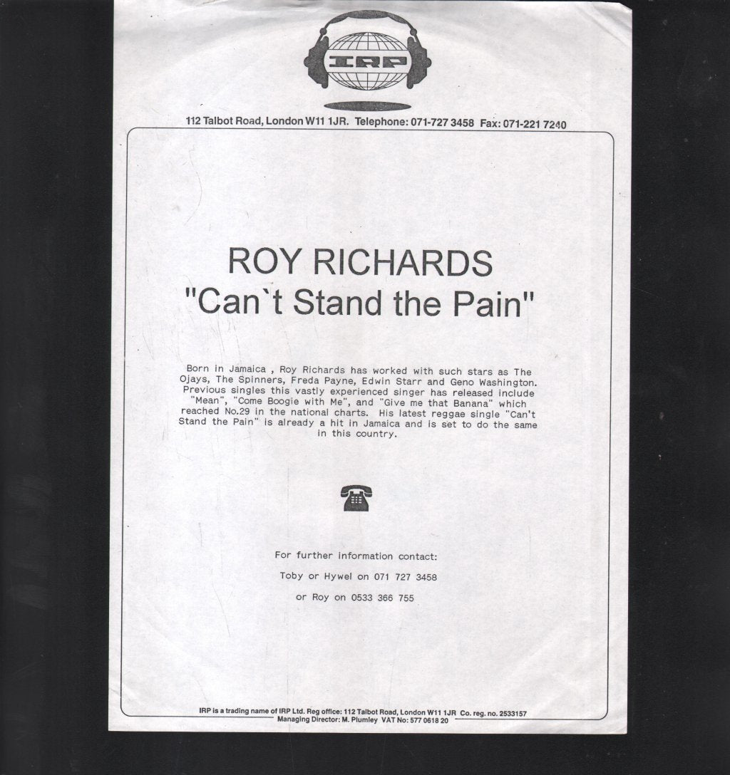 Roy Richards - Can't Stand The Pain Anymore - 12 Inch