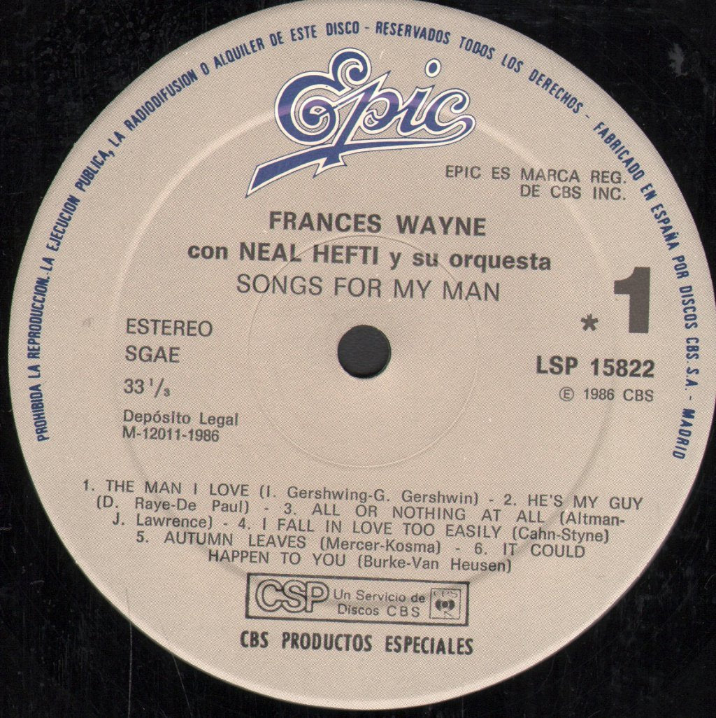 Frances Wayne - Songs For My Man - Lp