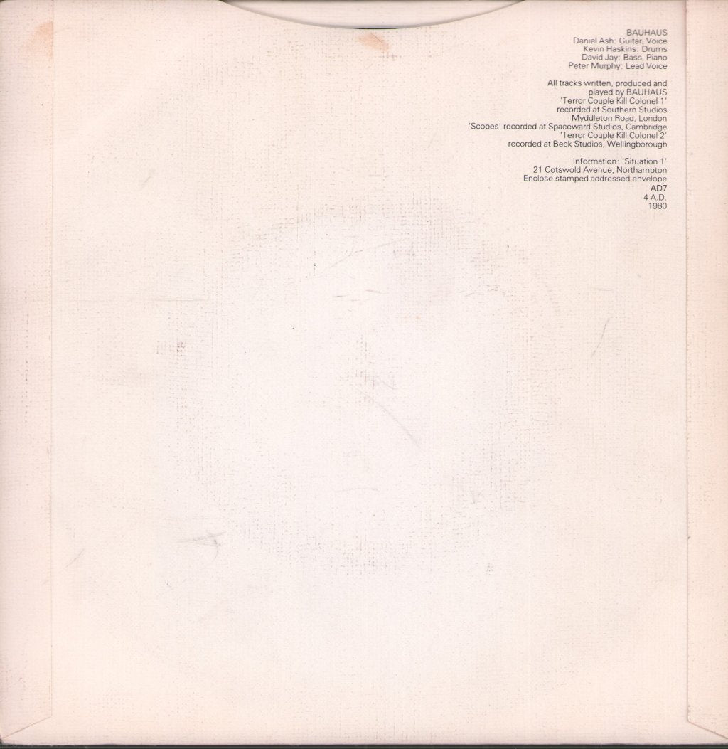 Bauhaus - Terror Couple Kill Colonel - 7 Inch