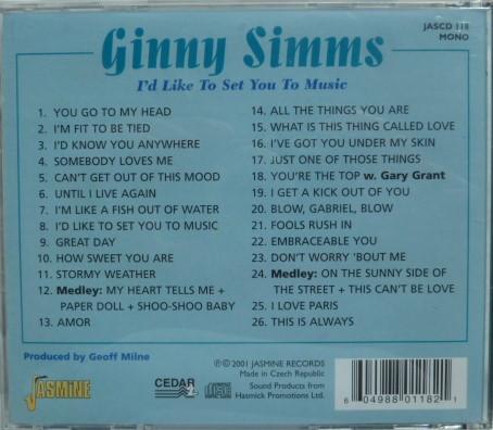 Ginny Simms - I'd Like To Set You To Music - Cd