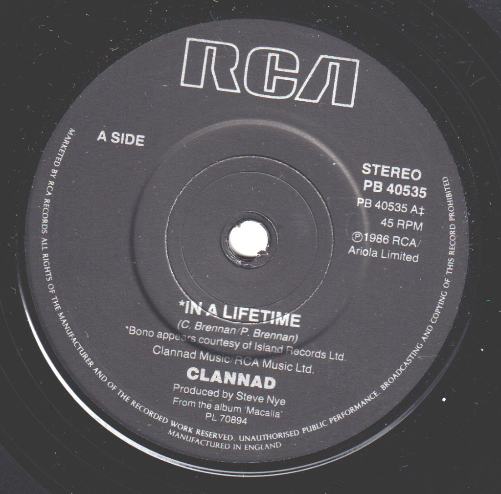 Clannad And Bono - In A Lifetime - 7 Inch